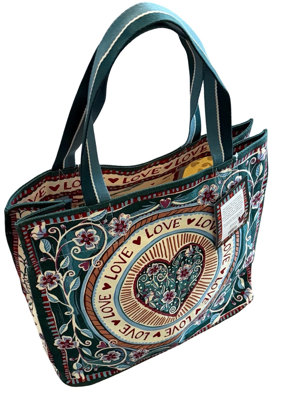 Brighton Bella Tile Tote “Love Is All You Need”Canvas Tote Bag - Picture 7 of 9